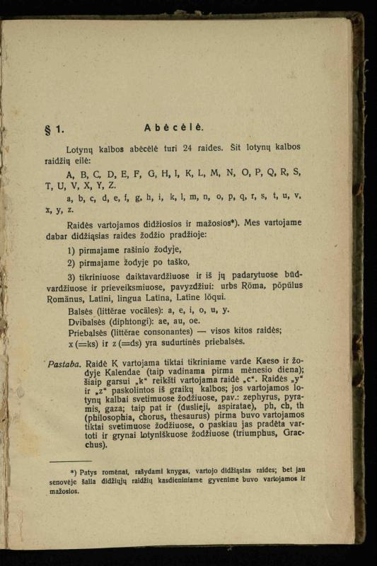 Lotynų kalbos etimologija ir pirmieji sintaksės dalykai: vidurinėms mokykloms vadovėlis (3-sios ir 4-sios kl. kursas) / K. Kliuksinas. – Kaunas: kooperacijos sąjungos „Spaudos fondo“ leidinys, 1932. – 131, [4] p.