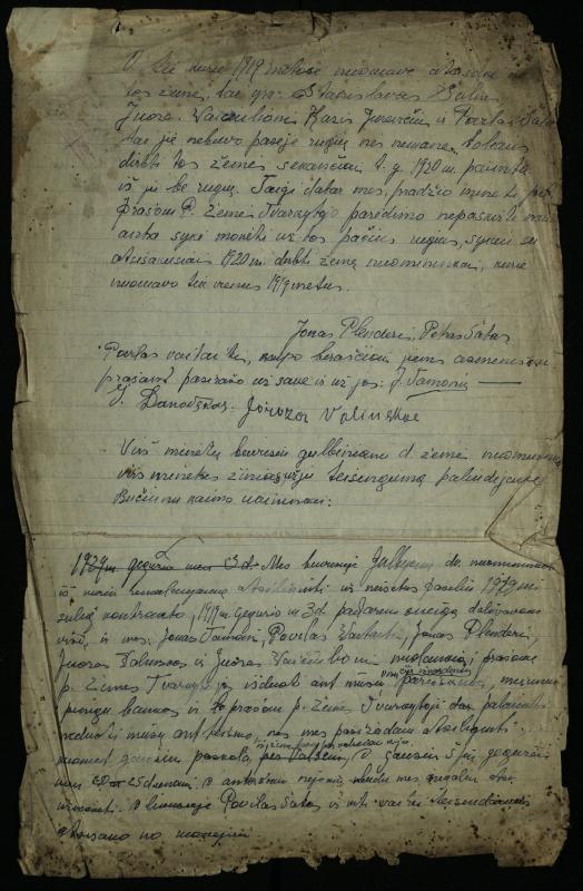 Biržų apskrities Krinčino valsčiaus Berčiūnų kaimo gyventojų pareiškimas Biržų apskrities žemės tvarkytojui, 1929 m.