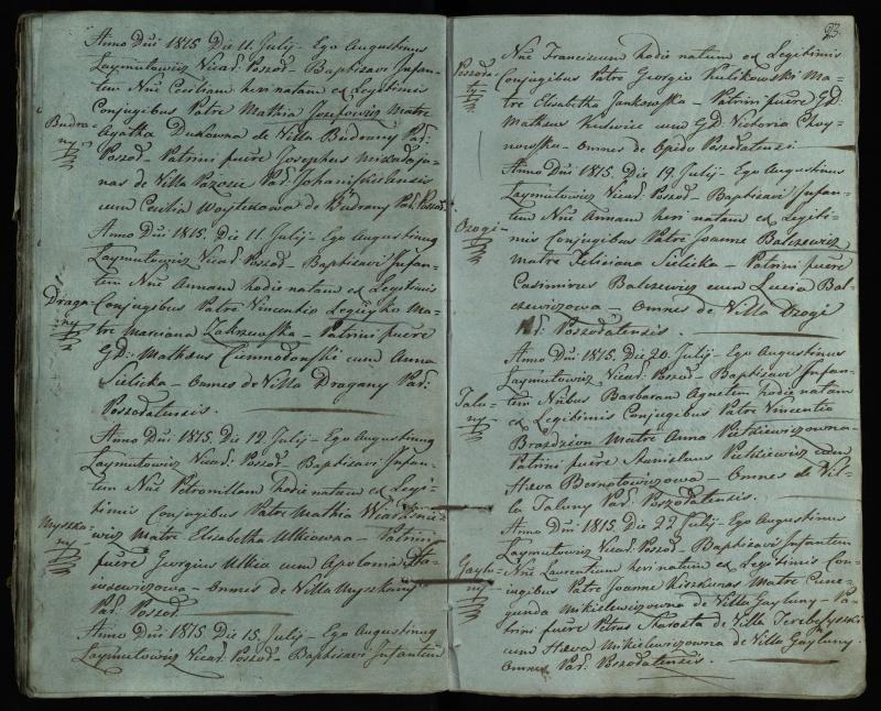 Pušaloto Romos katalikų parapijos bažnyčios 1814–1822 metų krikšto metrikų knyga