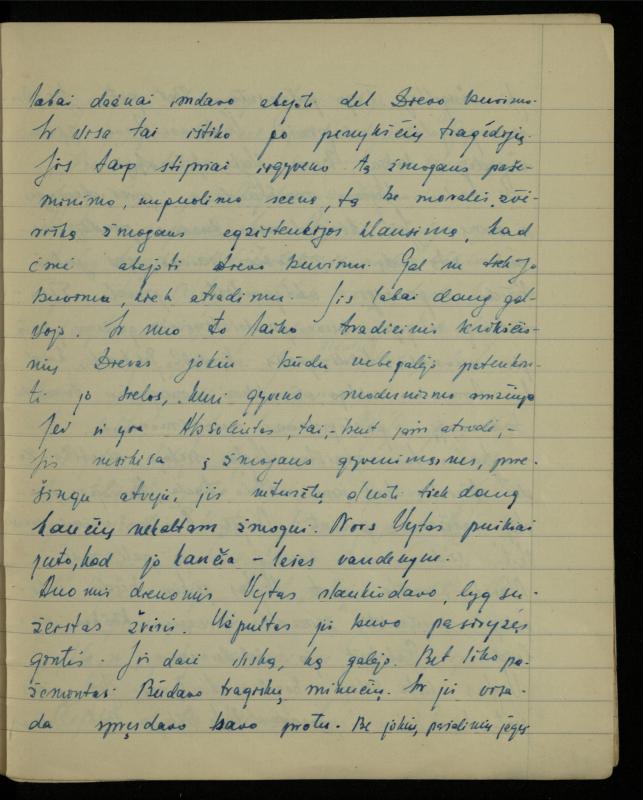 Žurnalisto, literato, vertėjo Kazimiero Pūro kūrybos I sąsiuvinis. Apsakymas (autobiografinė impresija), 1950 m.