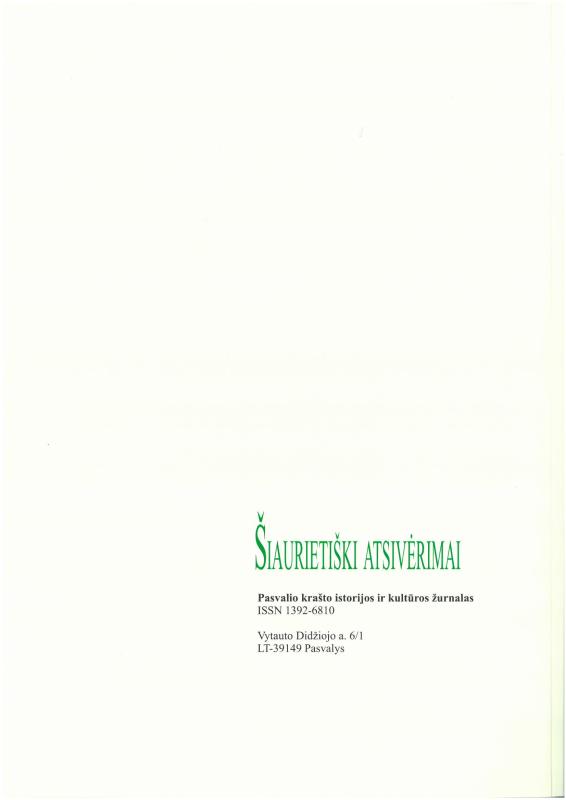 Šiaurietiški atsivėrimai : Pasvalio krašto istorijos ir kultūros žurnalas 2013, nr. 1 (34)