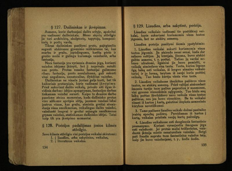 Literatūros teorija : vadovėlis aukštesniosioms mokykloms / K. Bizauskas. – 3 -ias leid. – Kaunas, 1922. – 199 p.