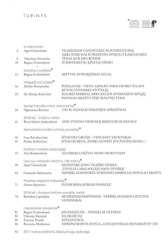 Šiaurietiški atsivėrimai : Pasvalio krašto istorijos ir kultūros žurnalas 2018, nr. 1 (44)