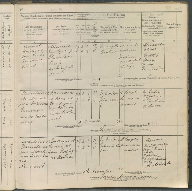 Joniškėlio Romos katalikų parapijos bažnyčios 1917–1919 metų jungtuvių metrikų knyga
