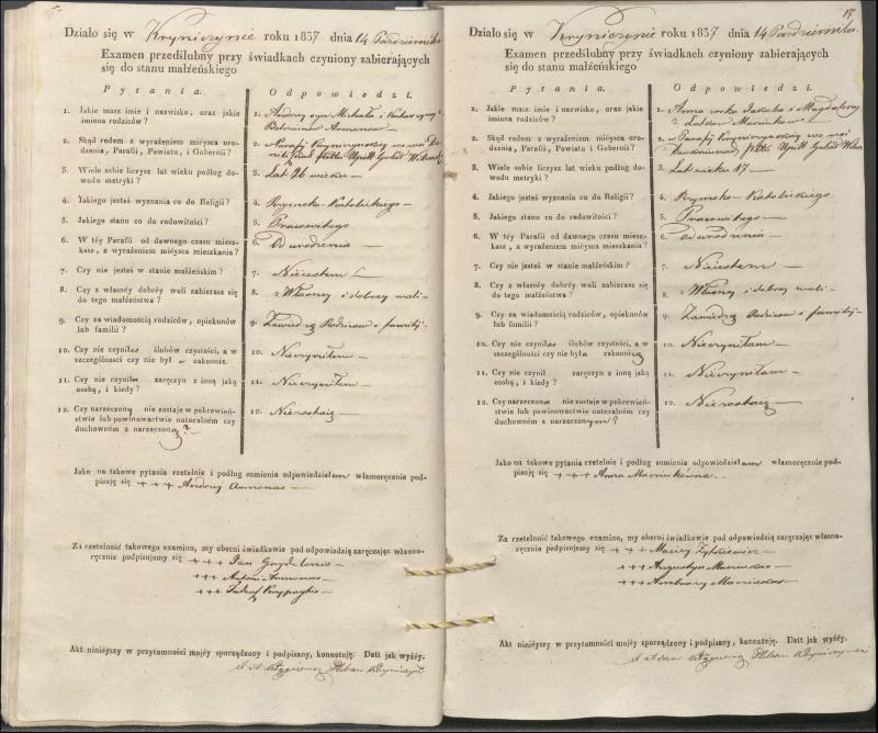Krinčino Romos katalikų parapijos bažnyčios 1837–1839 metų priešjungtuvinės apklausos knyga