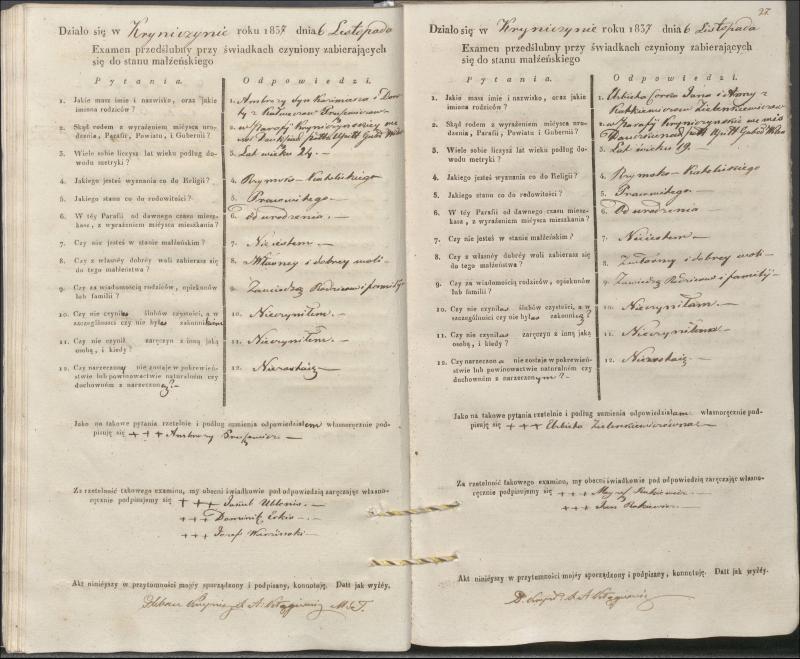 Krinčino Romos katalikų parapijos bažnyčios 1837–1839 metų priešjungtuvinės apklausos knyga