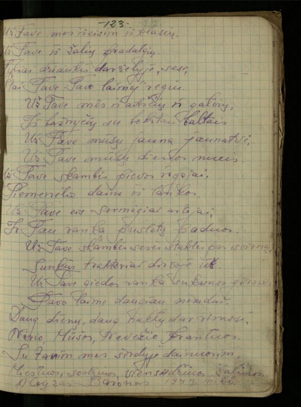 Žurnalisto, literato, vertėjo Kazimiero Pūro sąsiuvinis „Perskaitytų knygų ištraukos, mintys ir mano paties kūryba“
