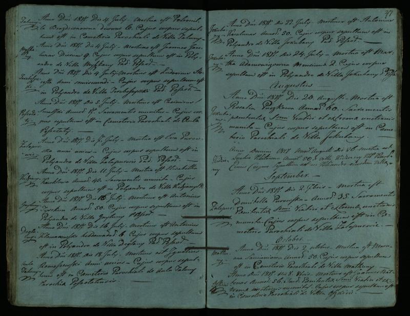Pušaloto Romos katalikų parapijos bažnyčios 1810–1827 metų mirties metrikų knyga