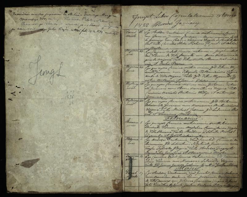 Pasvalio Romos katalikų parapijos bažnyčios 1825–1839 metų jungtuvių metrikų knyga, susirašinėjimai