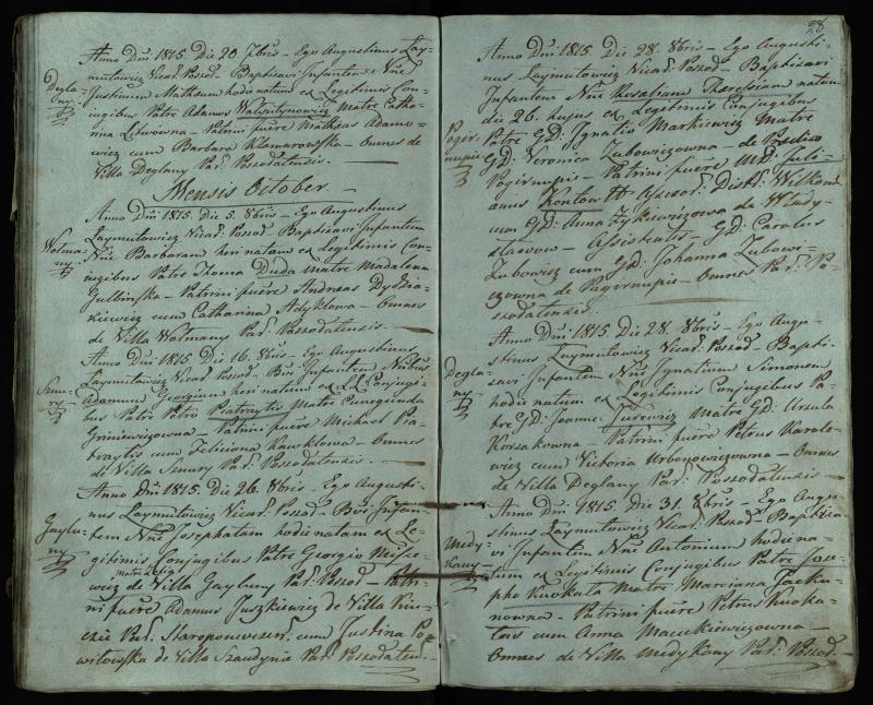 Pušaloto Romos katalikų parapijos bažnyčios 1814–1822 metų krikšto metrikų knyga