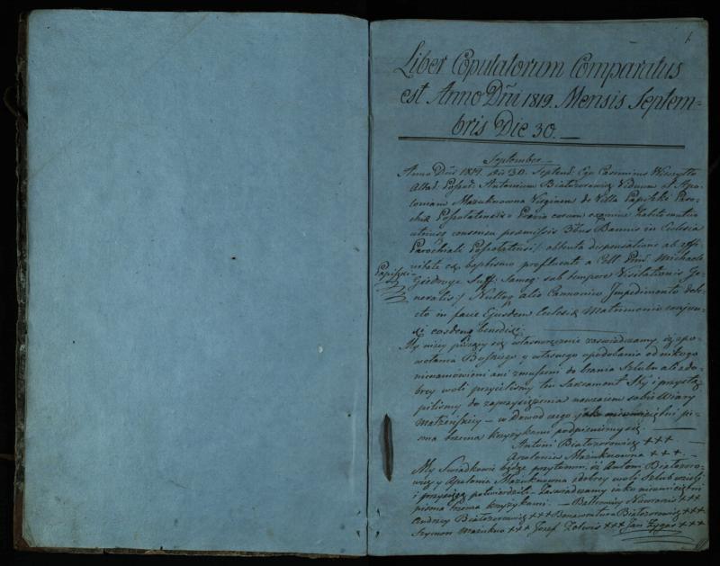 Pušaloto Romos katalikų parapijos bažnyčios 1819–1827 metų jungtuvių metrikų knyga