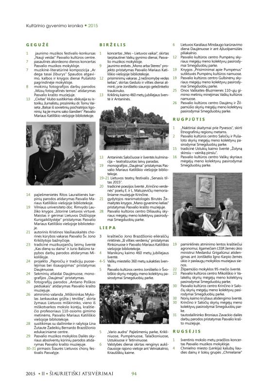 Šiaurietiški atsivėrimai : Pasvalio krašto istorijos ir kultūros žurnalas 2015, nr. 2 (39)