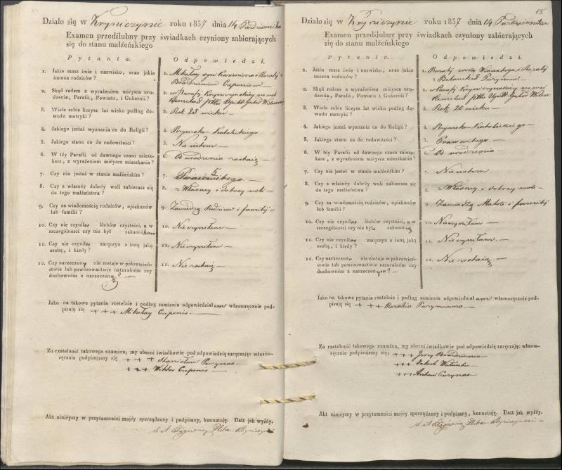 Krinčino Romos katalikų parapijos bažnyčios 1837–1839 metų priešjungtuvinės apklausos knyga