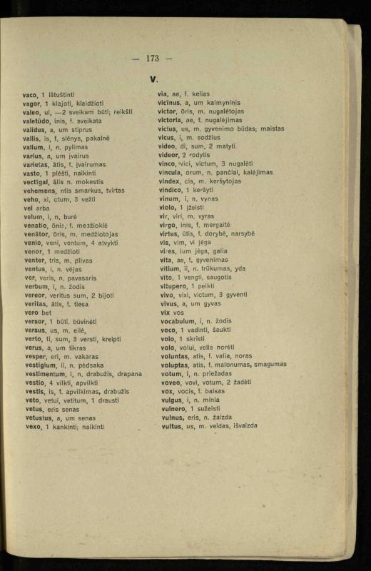 Lotynų kalbos chrestomatija: vidurinėms mokykloms vadovėlis (3-sios ir 4-sios klasės kursas) / K. Kliuksinas. – [Kaunas]: Koper. s-ga „Spaudos fondas“, 1932. – 191 p.