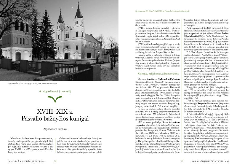 Šiaurietiški atsivėrimai : Pasvalio krašto istorijos ir kultūros žurnalas 2019, nr. 1 (46)