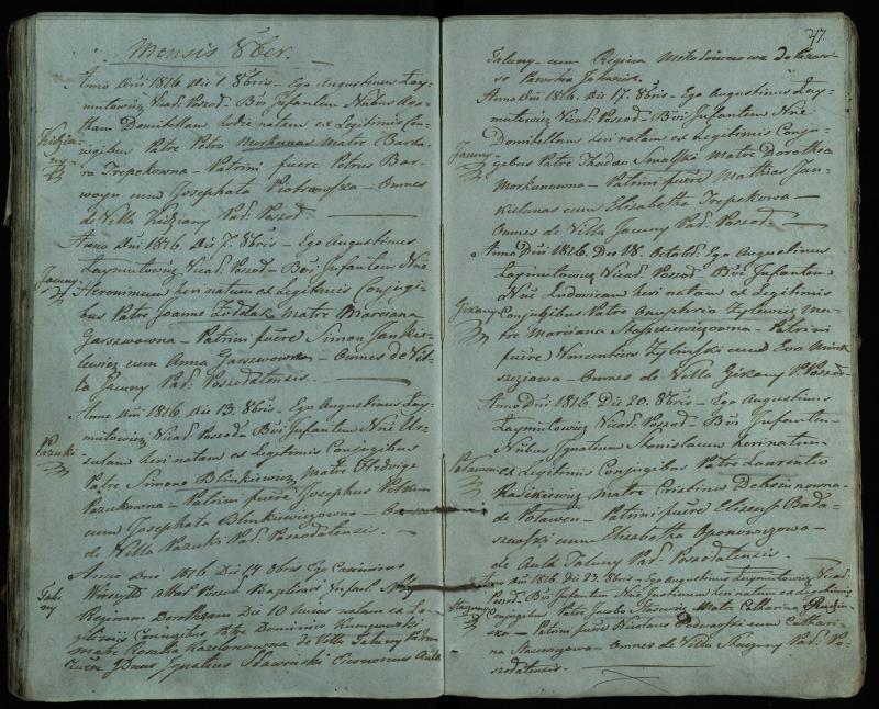 Pušaloto Romos katalikų parapijos bažnyčios 1814–1822 metų krikšto metrikų knyga