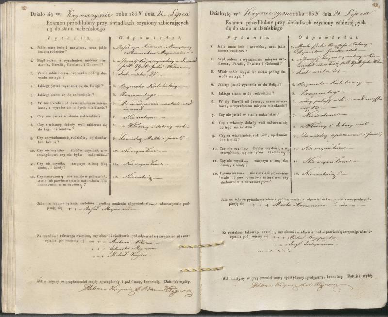 Krinčino Romos katalikų parapijos bažnyčios 1837–1839 metų priešjungtuvinės apklausos knyga