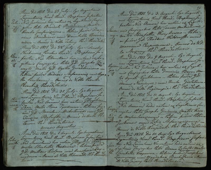 Pušaloto Romos katalikų parapijos bažnyčios 1814–1822 metų krikšto metrikų knyga