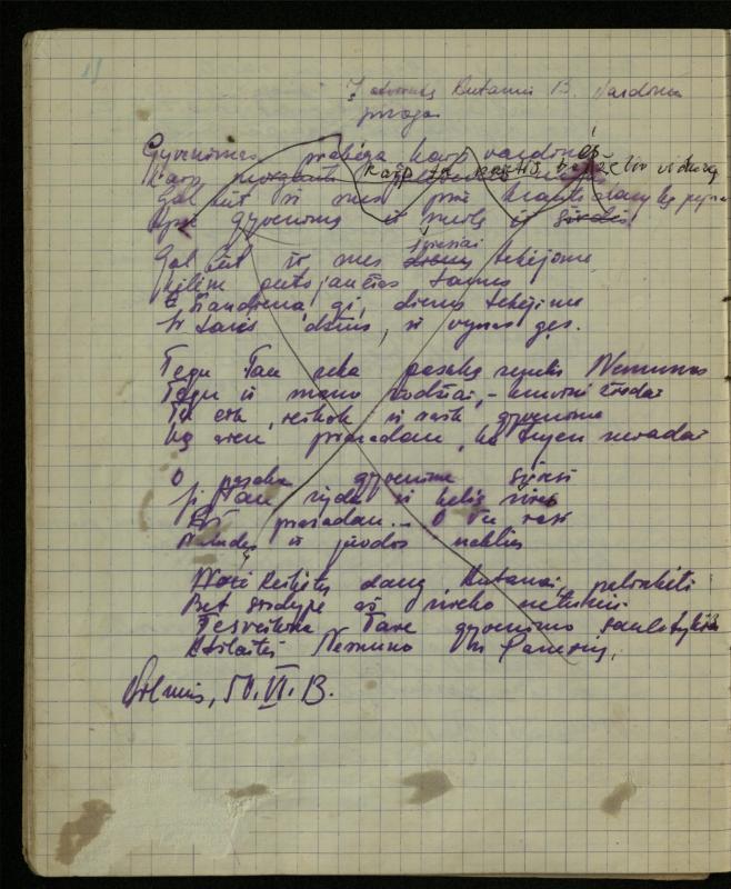 Žurnalisto, literato, vertėjo Kazimiero Pūro kūrybos III sąsiuvinis. Eilėraščiai, 1950 m.
