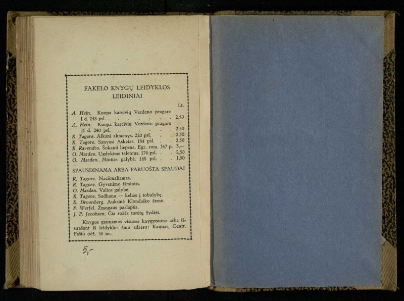 Minties galybė / Orison Swett Marden. – Kaunas: Fakelo leidinys, 1937. – 149, [2] p.