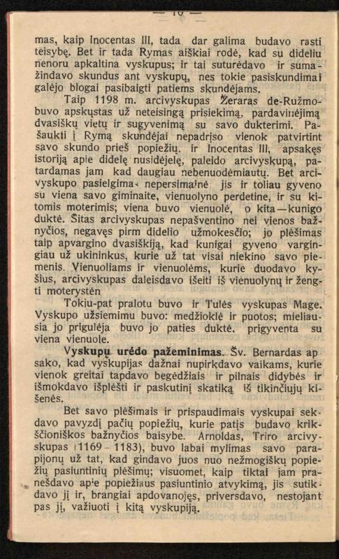 Viduramžių bažnyčios vaizdas / (historiškas piešinėlis Li); sutrumpino ir sulietuvino kun. Jonas Šepetys. – [S.l.]: [s.n.], 1912 (Vilnius: M. Kuktos sp.). – 31 p.