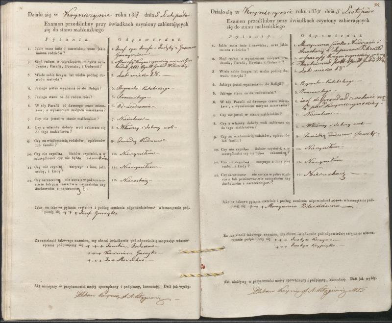 Krinčino Romos katalikų parapijos bažnyčios 1837–1839 metų priešjungtuvinės apklausos knyga