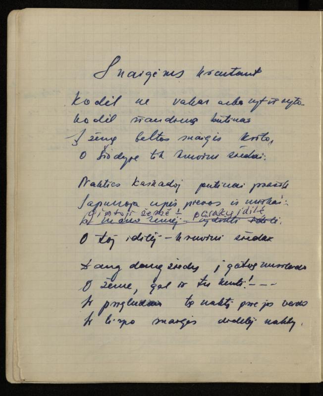 Žurnalisto, literato, vertėjo Kazimiero Pūro kūrybos V sąsiuvinis. Eilėraščiai, 1951–1952 m.