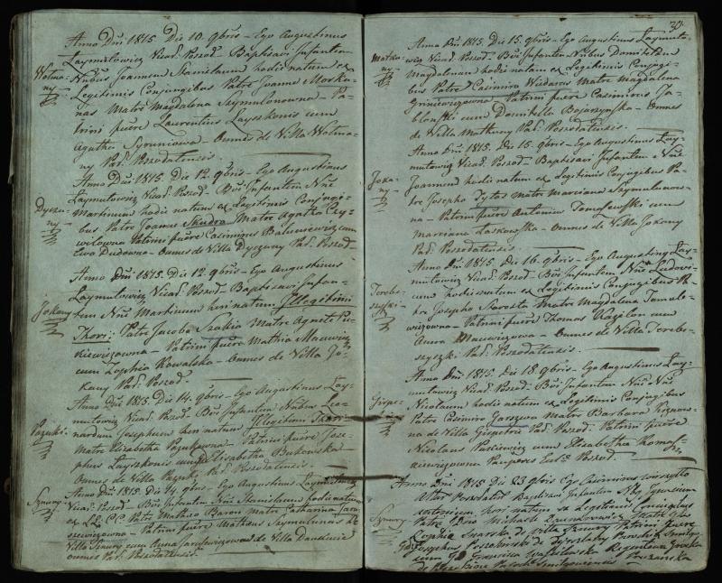 Pušaloto Romos katalikų parapijos bažnyčios 1814–1822 metų krikšto metrikų knyga