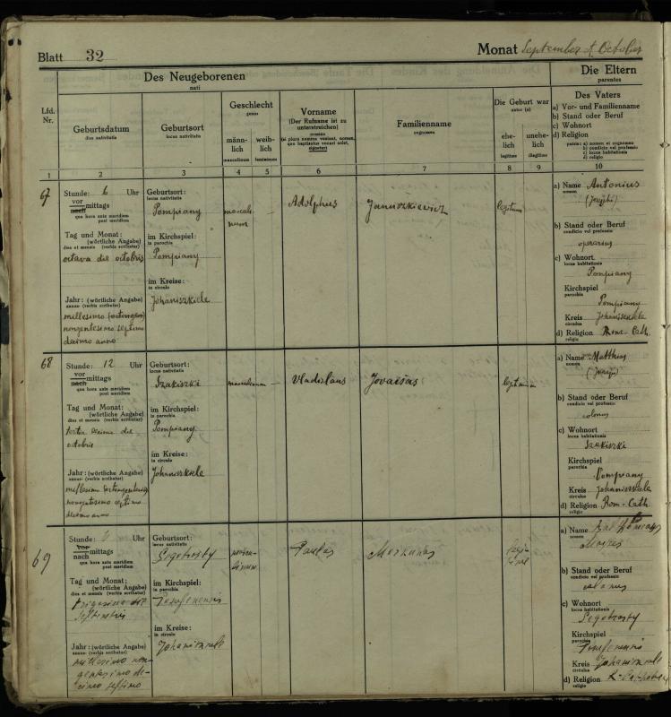 Pumpėnų Romos katalikų parapijos bažnyčios 1916–1921 metų krikšto metrikų knyga