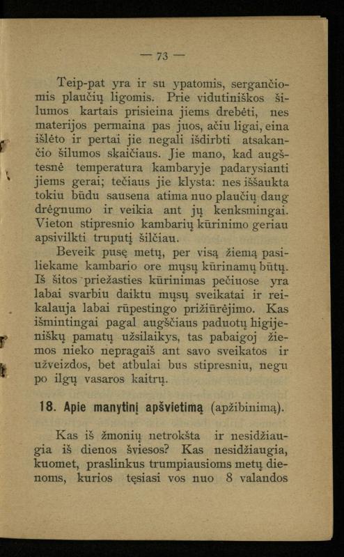 Kaip užsilaikyti pavasarį, vasarą, rudenį ir žiemą / [Otto Gotthilf Traenhart]; pagal d-rą med. L. Volbergą sutaisė d-ras A. Vileišis. – [Vilnius]: [„Vilniaus žinių“ red.], 1906 (Vilnius: „Vilniaus žinių“ sp.). – 91, [1] p.