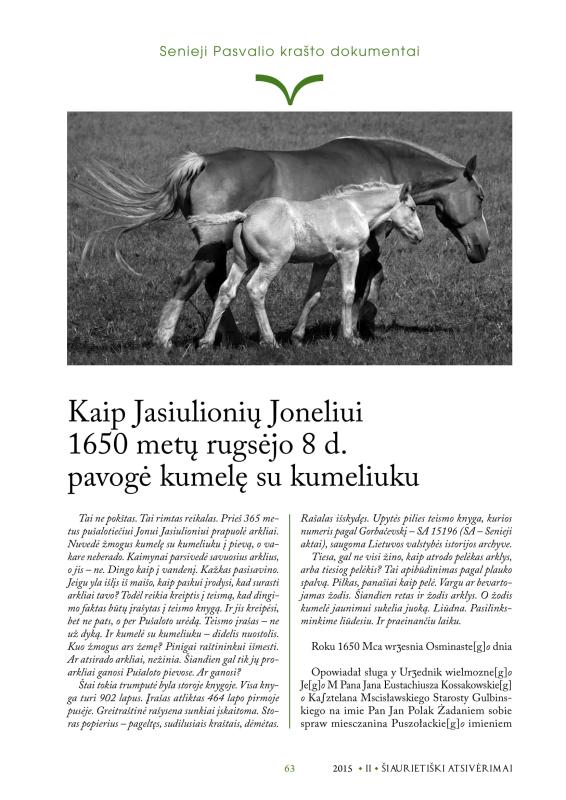 Šiaurietiški atsivėrimai : Pasvalio krašto istorijos ir kultūros žurnalas 2015, nr. 2 (39)