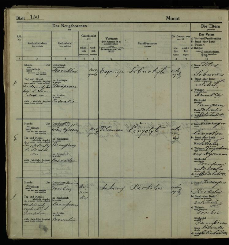 Pumpėnų Romos katalikų parapijos bažnyčios 1916–1921 metų krikšto metrikų knyga