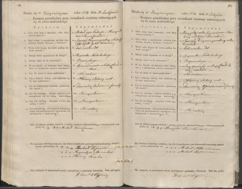 Krinčino Romos katalikų parapijos bažnyčios 1837–1839 metų priešjungtuvinės apklausos knyga