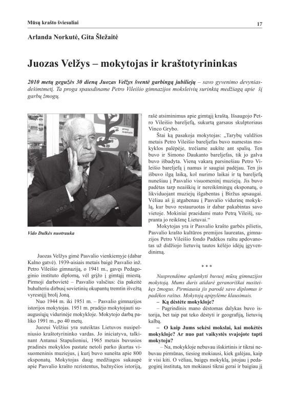 Šiaurietiški atsivėrimai : Pasvalio krašto istorijos ir kultūros žurnalas 2010, nr. 1 (28)
