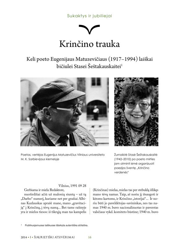 Šiaurietiški atsivėrimai : Pasvalio krašto istorijos ir kultūros žurnalas 2014, nr. 1 (36)