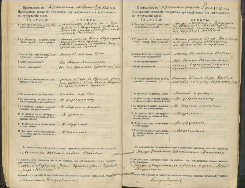Krinčino Romos katalikų parapijos bažnyčios 1900–1911 metų priešjungtuvinės apklausos knyga