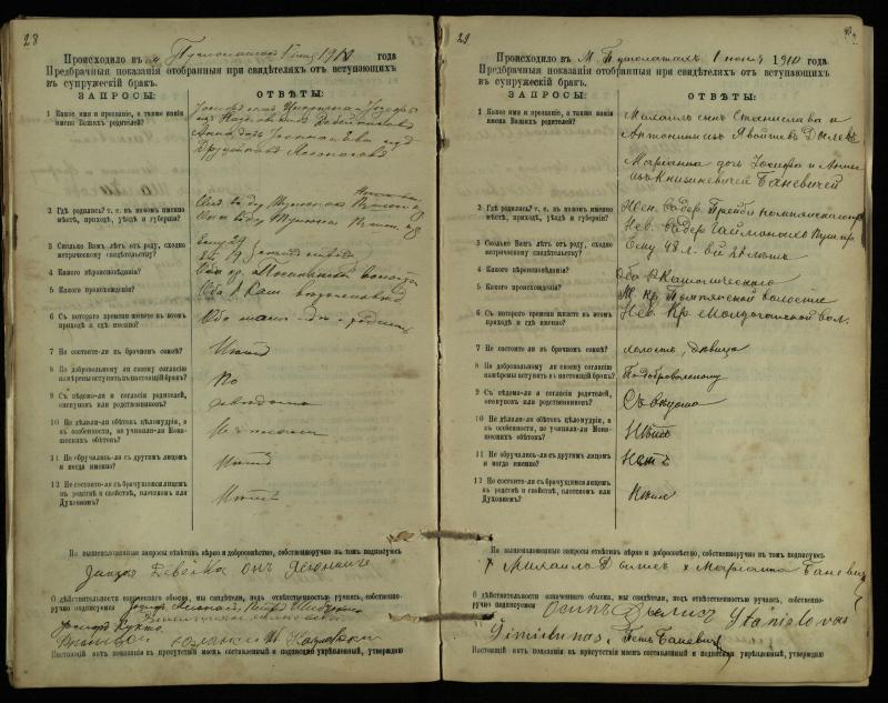 Pušaloto Romos katalikų parapijos bažnyčios 1904–1917 metų priešjungtuvinės apklausos knyga