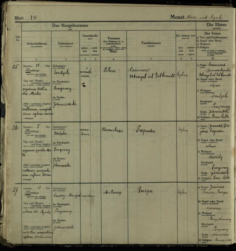 Pumpėnų Romos katalikų parapijos bažnyčios 1916–1921 metų krikšto metrikų knyga