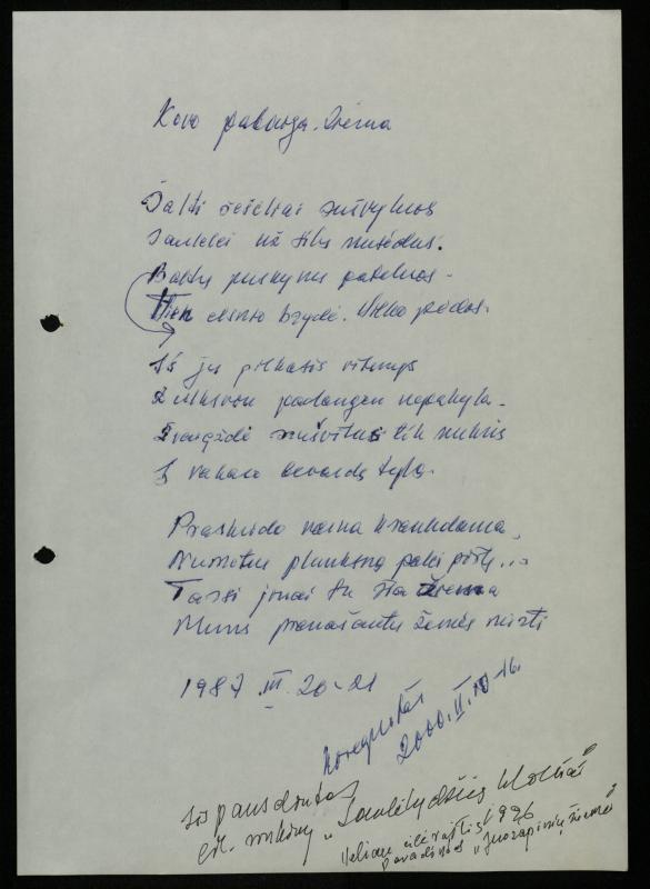 Žurnalisto, literato, vertėjo Kazimiero Pūro eilėraščių aplankas „Eilėraščiai – nuobiros“