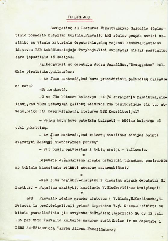 Lietuvos Persitvarkymo Sąjūdžio Seimo Tarybos išplėstinio posėdžio, įvykusio 1988 m. lapkričio 20 d., nutarimas