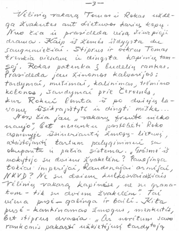 Rašytojo, savaitraščio „Tėviškės Žiburiai“ redaktoriaus Česlovo Senkevičiaus recenzijos „Vėlinės. Naujausiąją Juozo Kralikausko knygą perskaičius“ kopija