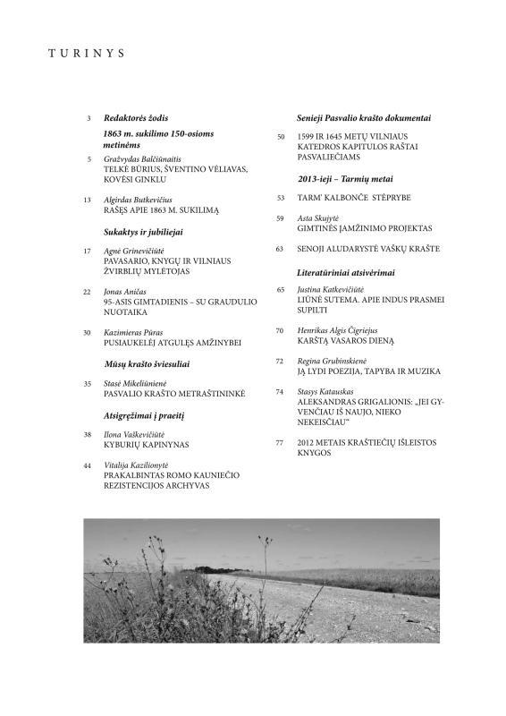 Šiaurietiški atsivėrimai : Pasvalio krašto istorijos ir kultūros žurnalas 2013, nr. 1 (34)