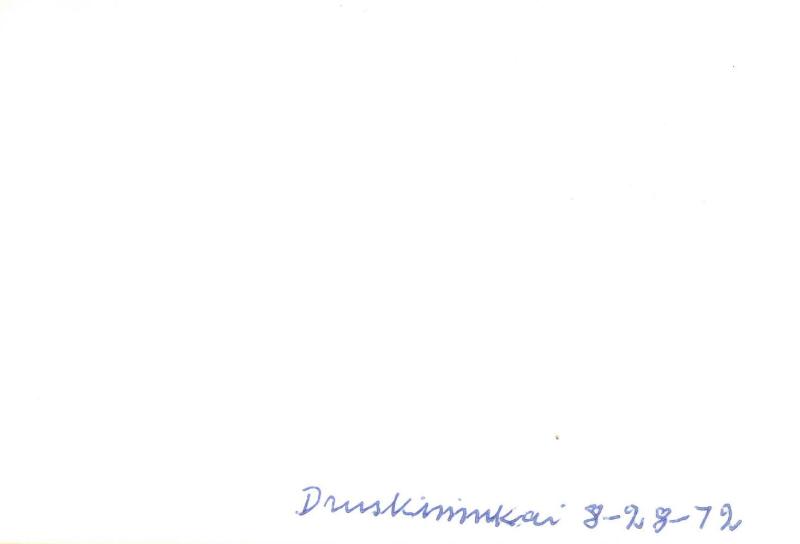 Pirmasis Kazio Balčiūno vizitas Lietuvoje, praleidus ilgus tremties metus Jungtinėse Amerikos Valstijose. K. Balčiūnas su žmona Ona. Druskininkai, 1972 m. rugpjūčio 28 d.