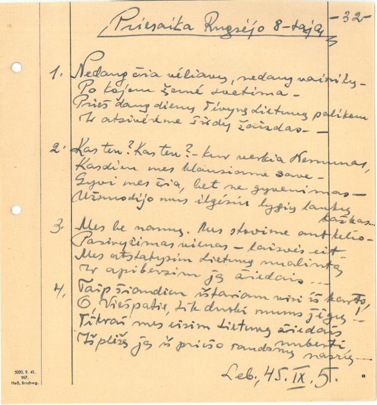 Rašytojo, savaitraščio „Tėviškės Žiburiai“ redaktoriaus Česlovo Senkevičiaus eilėraščiai. 1944–1946 m.