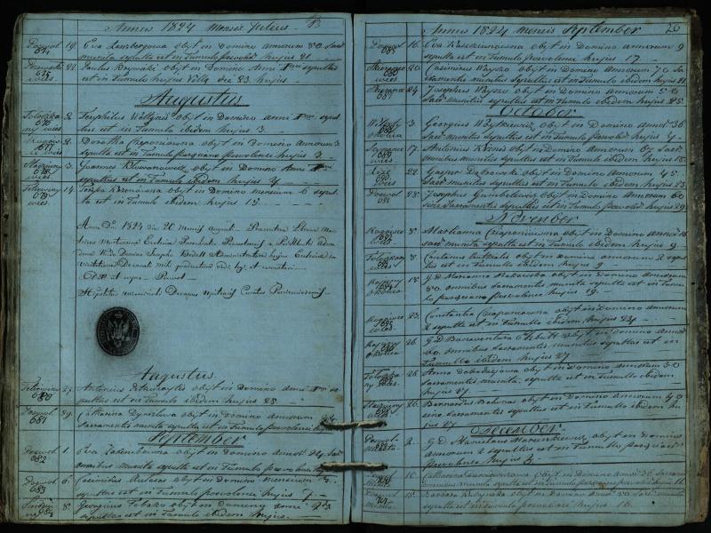 Pasvalio Romos katalikų parapijos bažnyčios 1819–1827 metų mirties metrikų knyga
