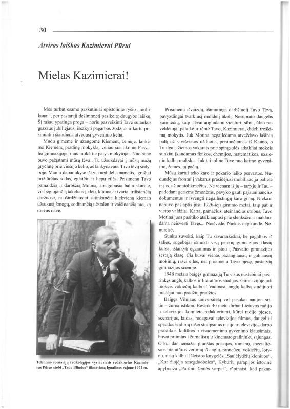 Šiaurietiški atsivėrimai : Pasvalio krašto istorijos ir kultūros žurnalas 2006, nr. 1 (20)