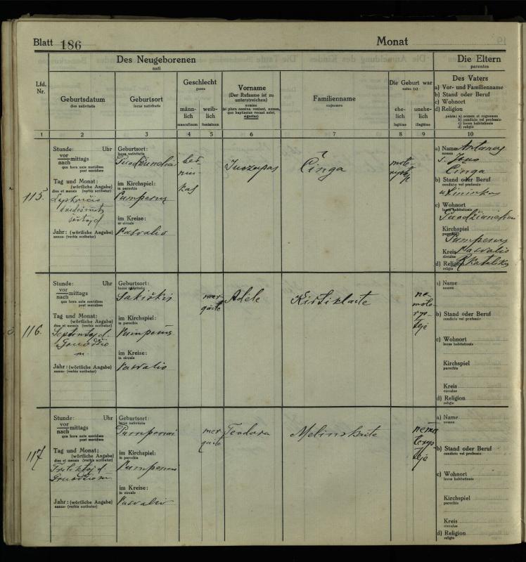 Pumpėnų Romos katalikų parapijos bažnyčios 1916–1921 metų krikšto metrikų knyga