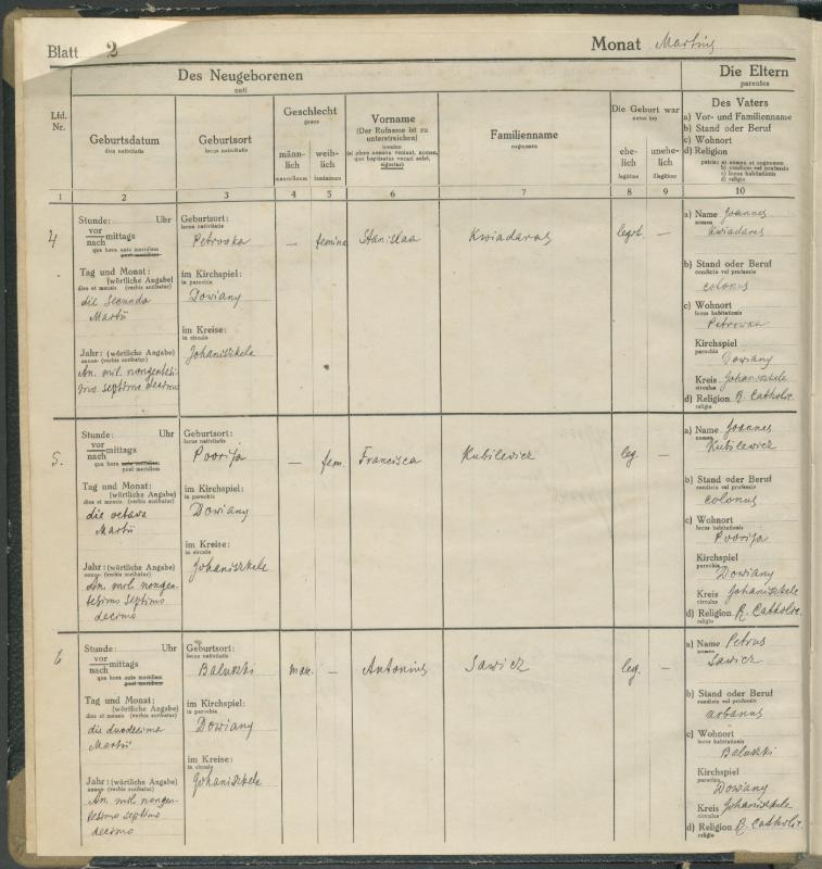 Daujėnų Romos katalikų parapijos bažnyčios 1917–1918 metų krikšto metrikų knyga