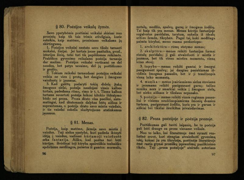 Literatūros teorija : vadovėlis aukštesniosioms mokykloms / K. Bizauskas. – 3 -ias leid. – Kaunas, 1922. – 199 p.