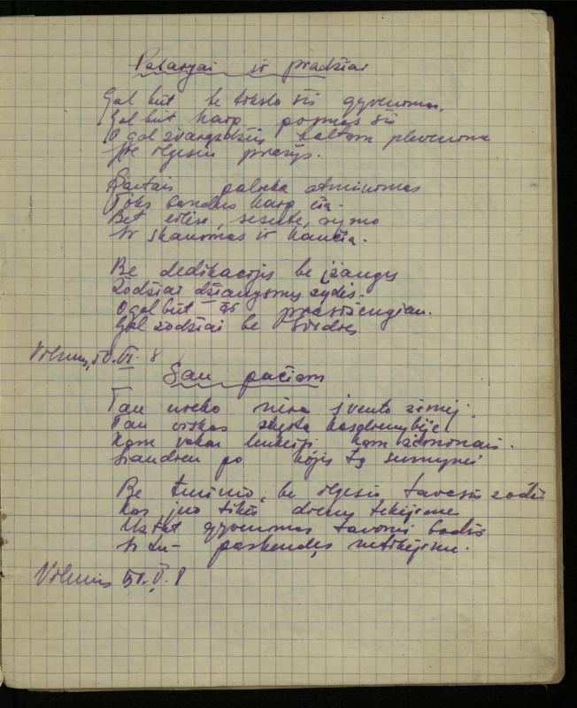 Žurnalisto, literato, vertėjo Kazimiero Pūro kūrybos III sąsiuvinis. Eilėraščiai, 1950 m.